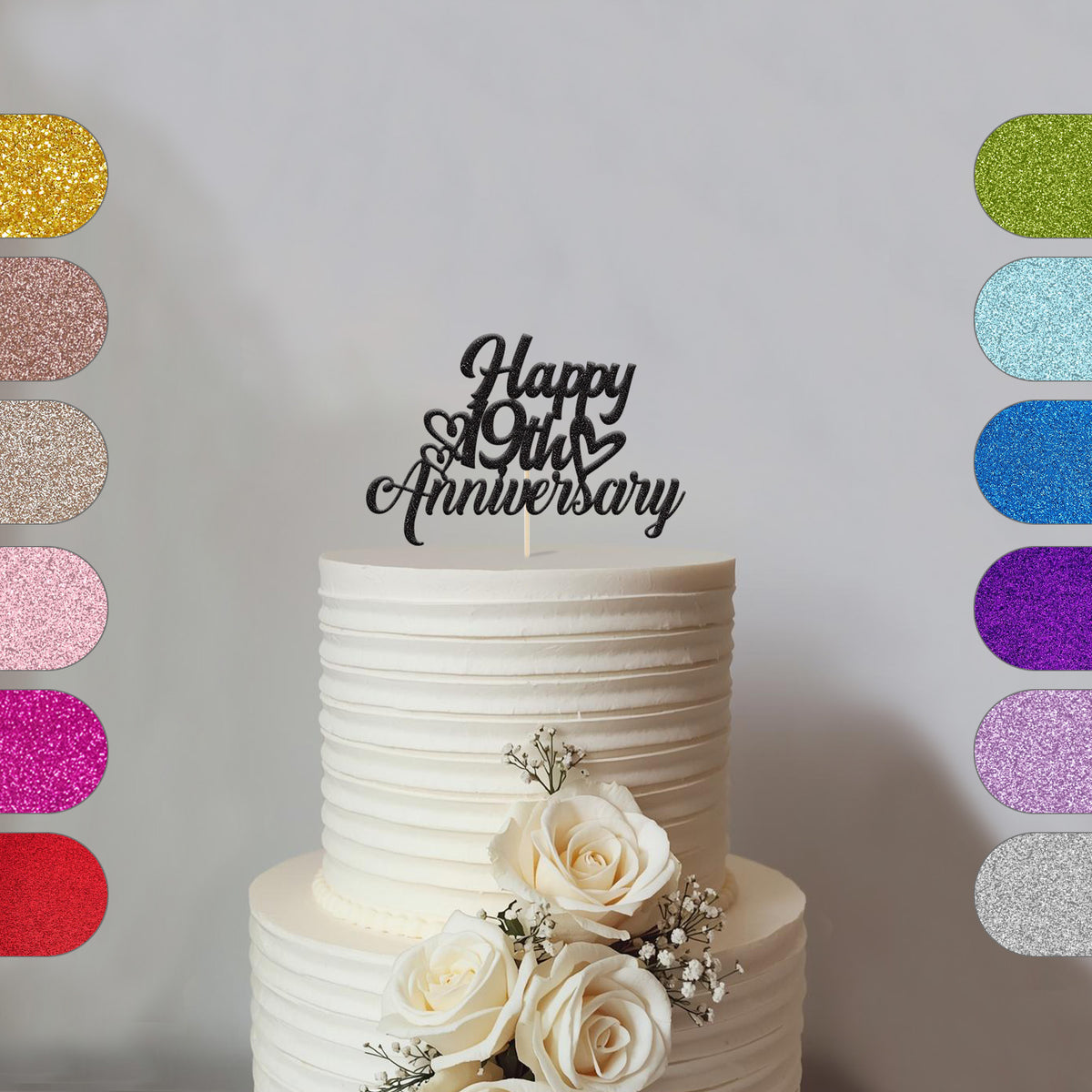 Personalised Anniversary Cake Topper Any Year - hero