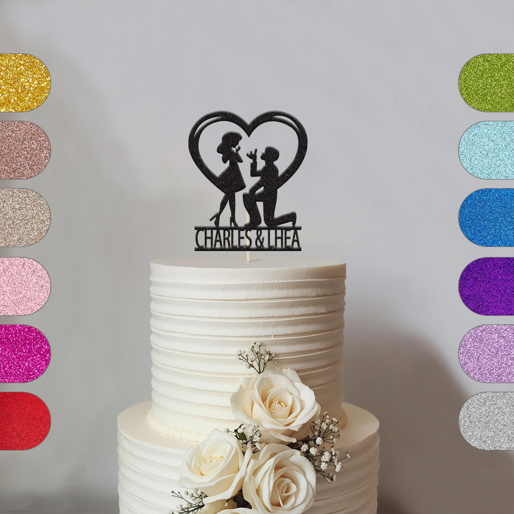 Personalised Proposal Engagement Cake Topper with Names - hero