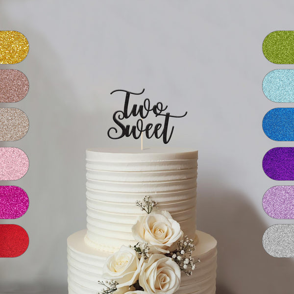Two Sweet Script 2nd Birthday Cake Topper - hero