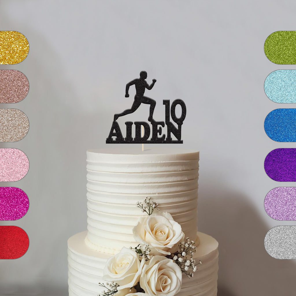 Personalised Sprinting Runner Cake Topper – Name & Age - hero
