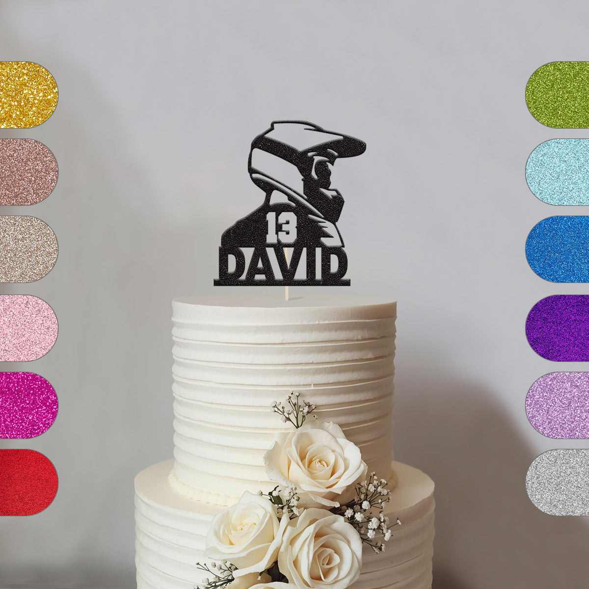 Personalised Motocross Rider Profile Cake Topper – Name & Age - hero
