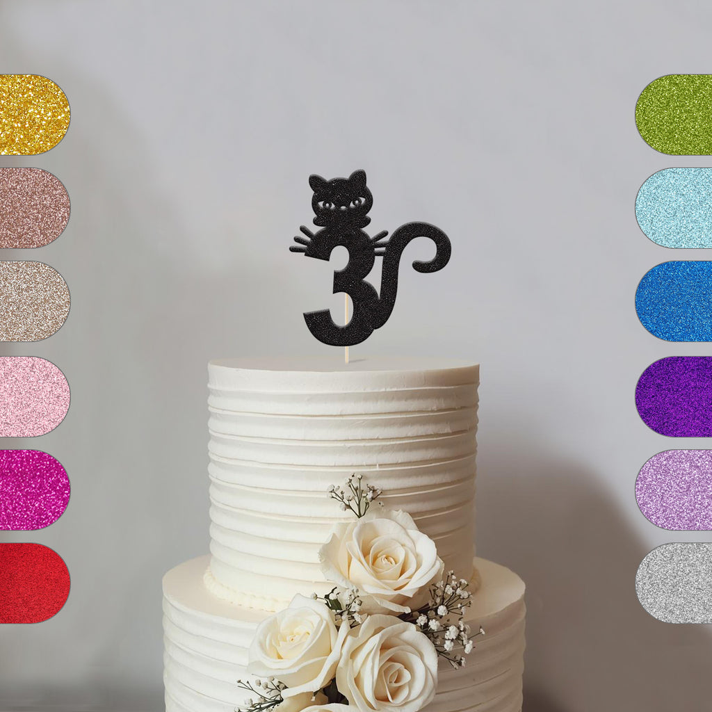 Personalised Kitten & Curled Tail Cake Topper – Age - hero
