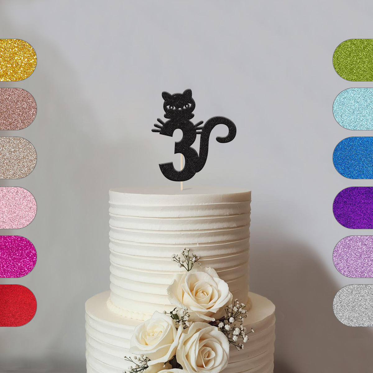 Personalised Kitten & Curled Tail Cake Topper – Age - hero