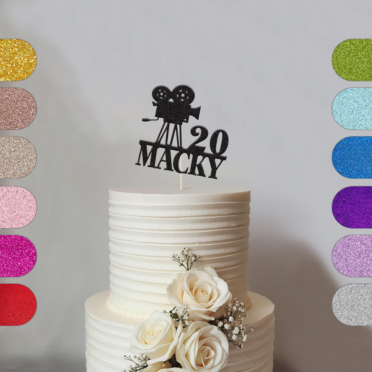 Personalised Vintage Film Camera Birthday Cake Topper – Name & Age - hero