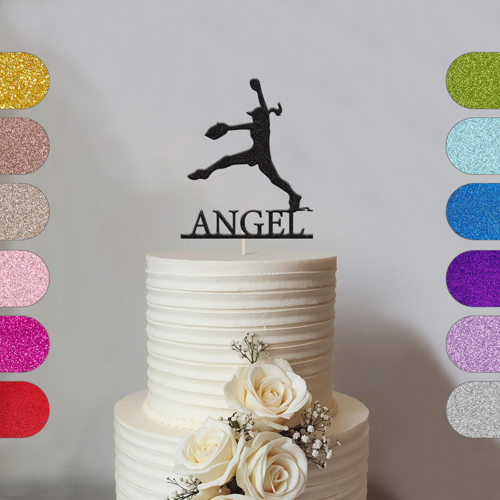 Personalised Female Softball Pitcher Cake Topper – Name - hero
