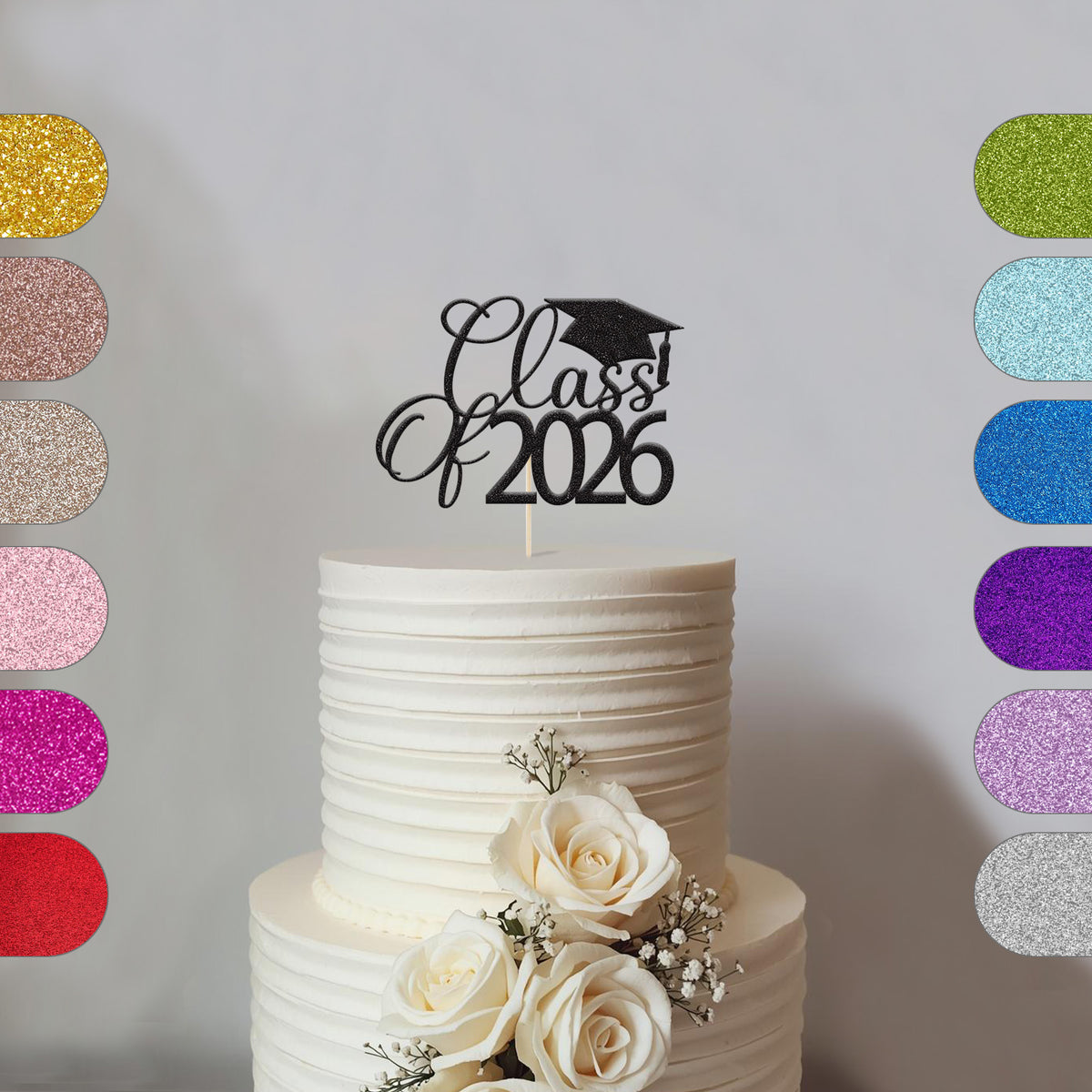 Personalised Flowing Class Of Graduation Cake Topper – Year - hero