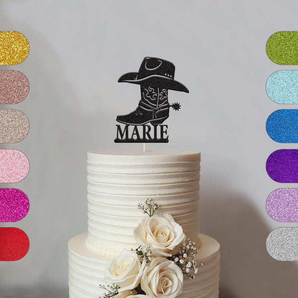 Personalised Cowboy Boot & Hat Cake Topper – Name - hero