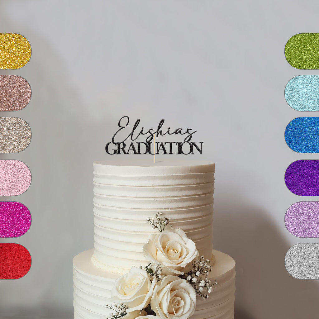 Personalised Script Name Graduation Cake Topper – Name - hero
