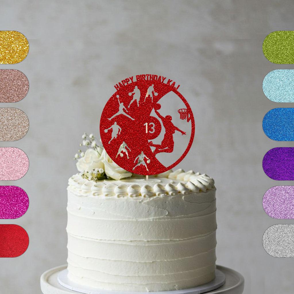 Personalised Basketball Cake Topper – Name & Age - hero