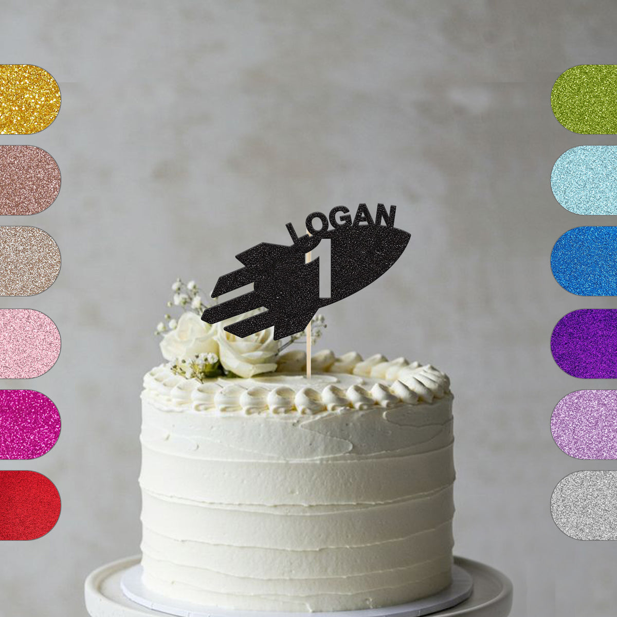 Personalised Space Rocket Cake Topper – Name & Age - hero