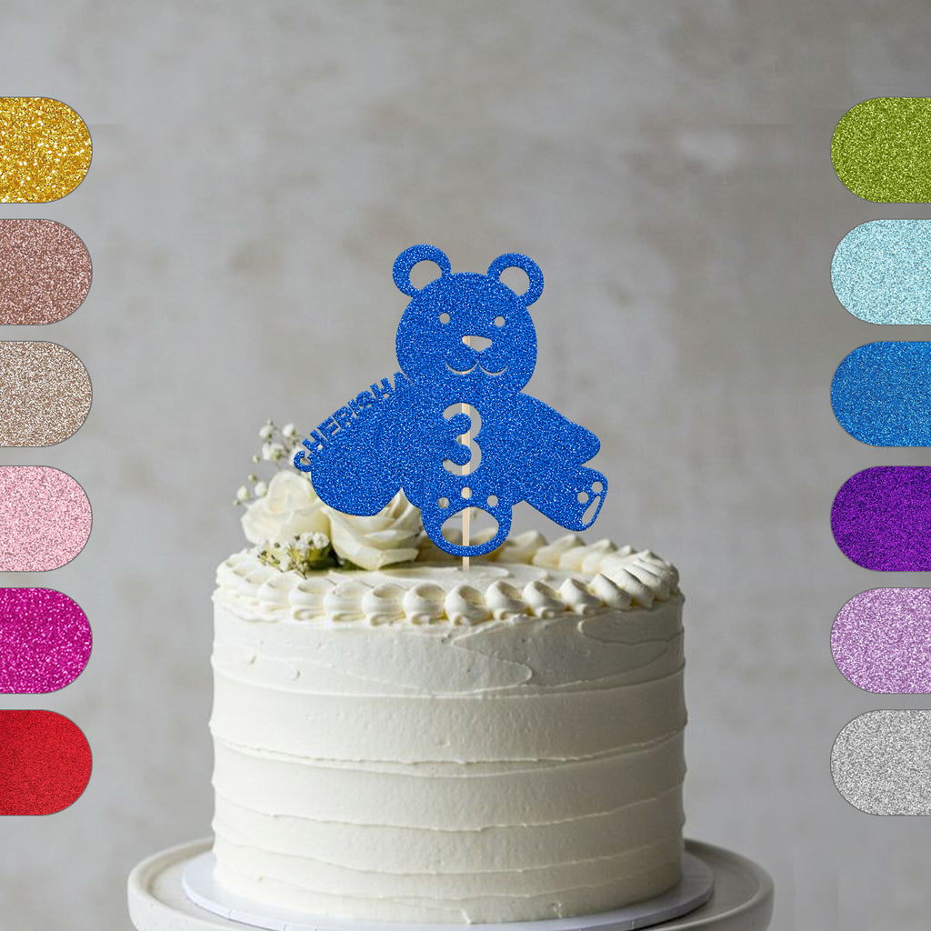 Personalised Teddy Bear Cake Topper – Name & Age - hero