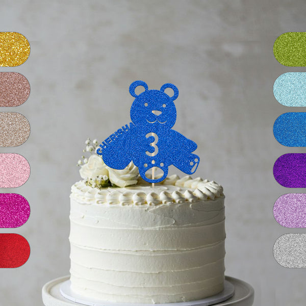 Personalised Teddy Bear Cake Topper – Name & Age - hero