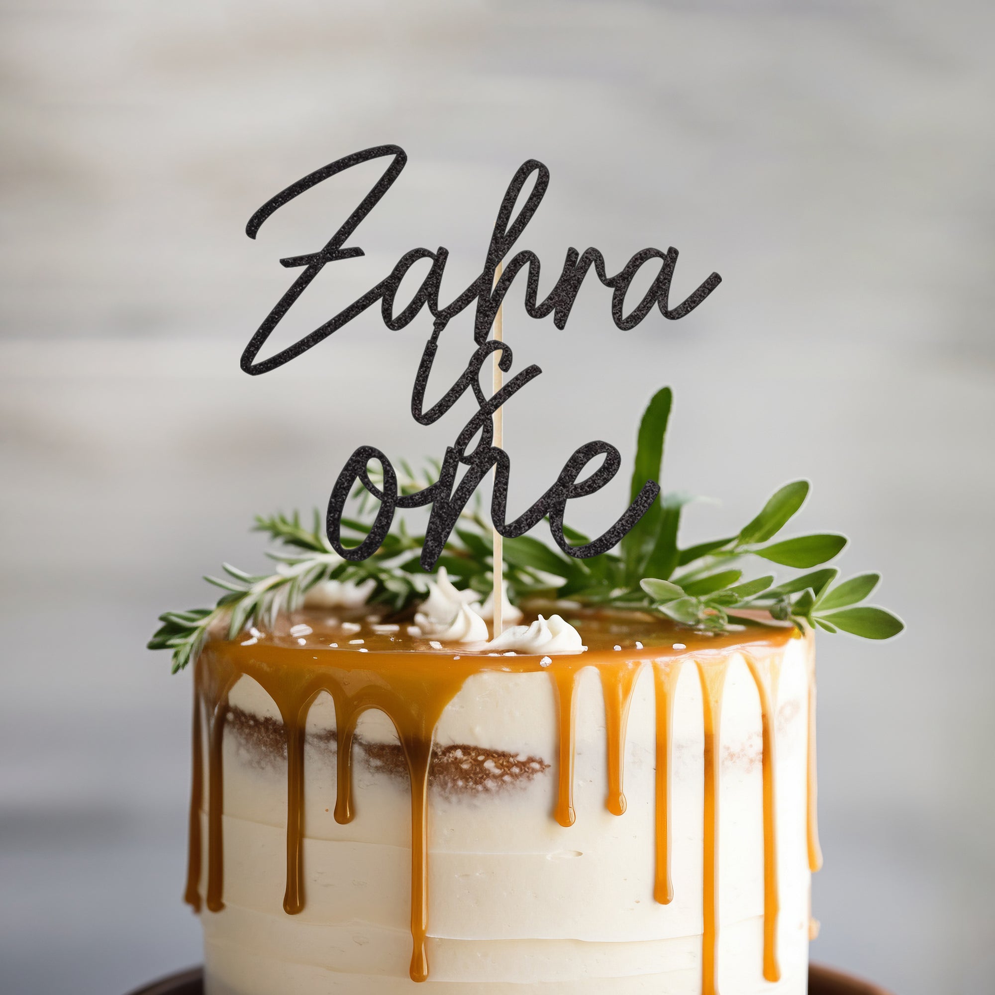 Personalised Is One Cake Topper with Name – Custom First Birthday Cake Decoration Main image