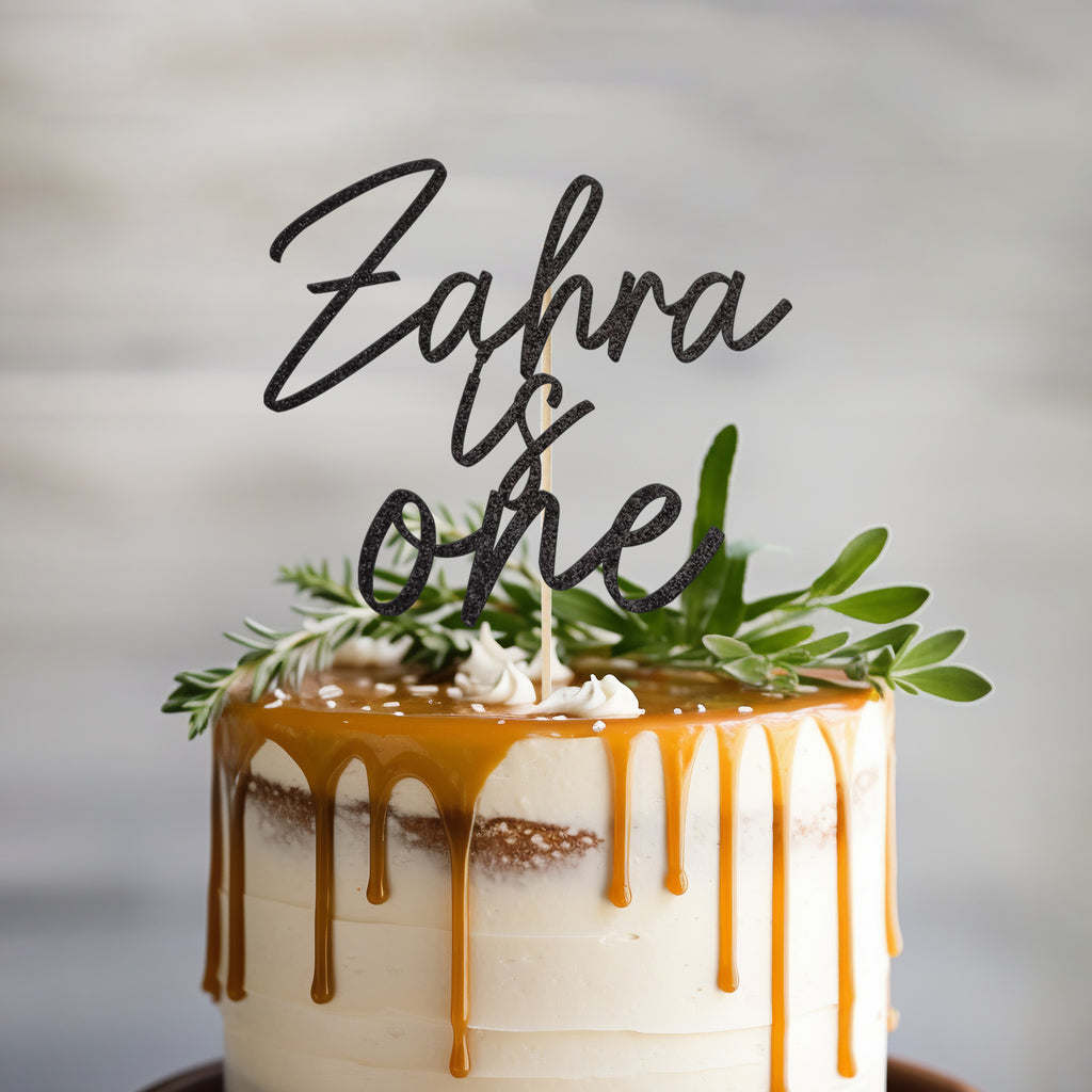 Personalised Is One Cake Topper with Name – Custom First Birthday Cake Decoration