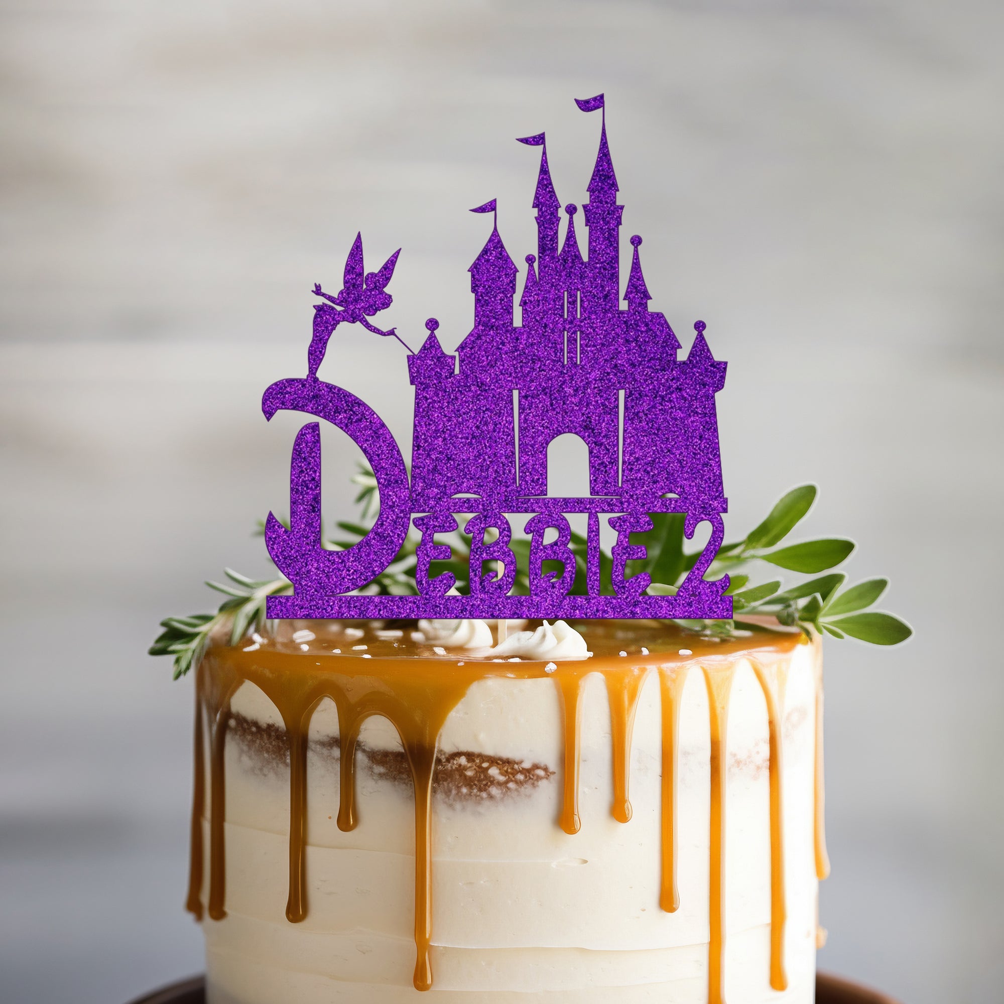 Personalised Fairy Castle Cake Topper with Name and Age – Custom Princess Birthday Cake Decoration