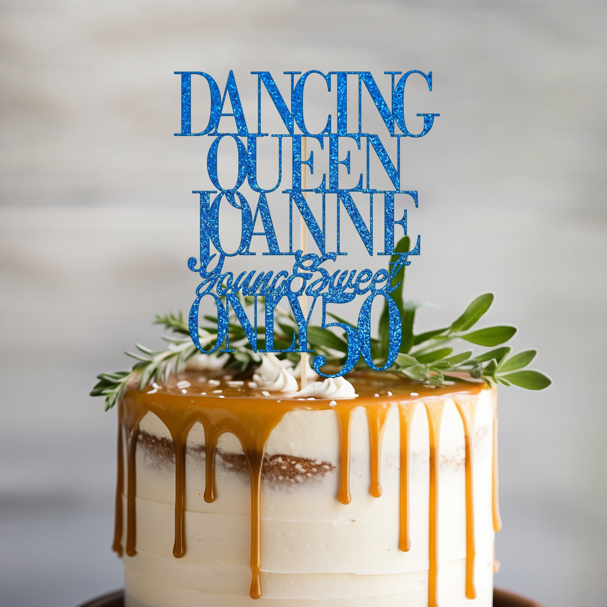 Personalised Dance Queen Glitter Cake Topper with Name & Age Main image