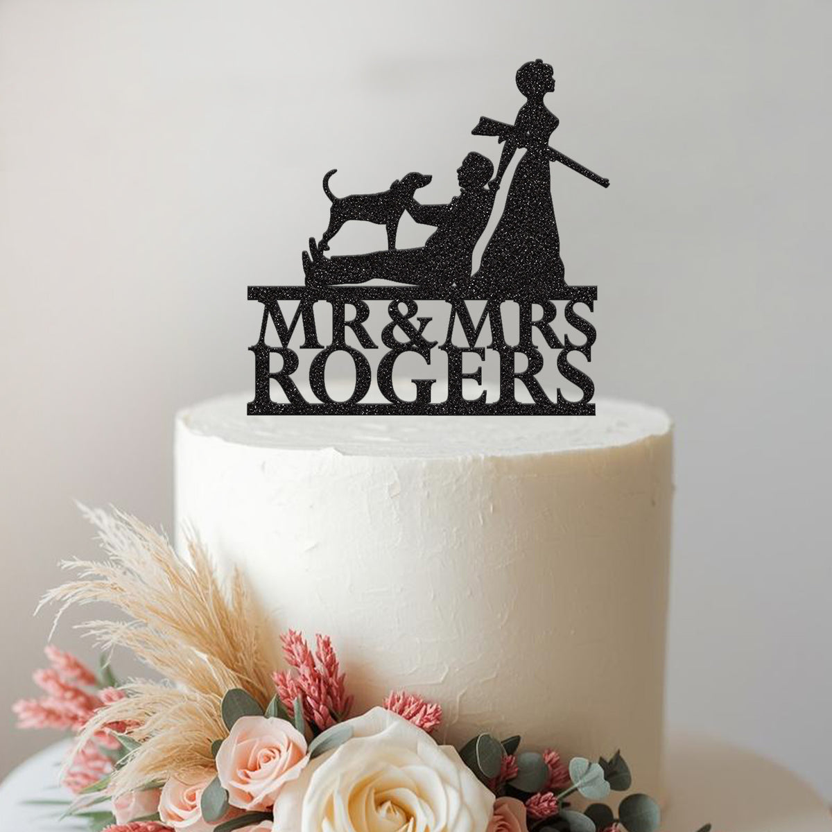 Personalised Hunting Couple Surname Wedding Cake Topper - view 2 Main image