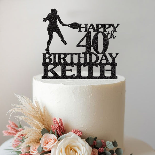 Personalised Tennis Player Milestone Cake Topper – Name & Age - view 2