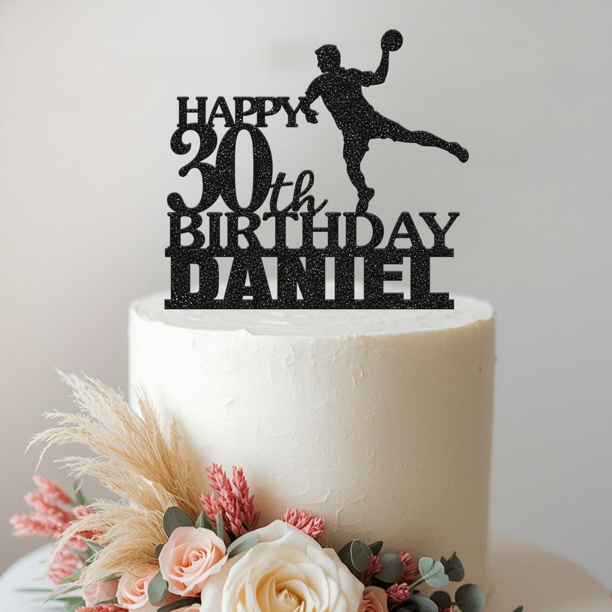 Personalised Handball Player Birthday Cake Topper – Name & Age - view 2