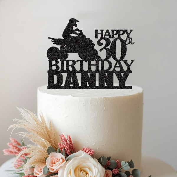Personalised Quad Bike Rider Birthday Cake Topper – Name & Age - view 2