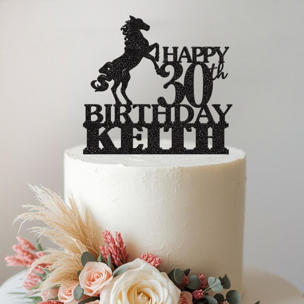 Personalised Rearing Horse & Birthday Lettering Cake Topper – Name & Age - view 2