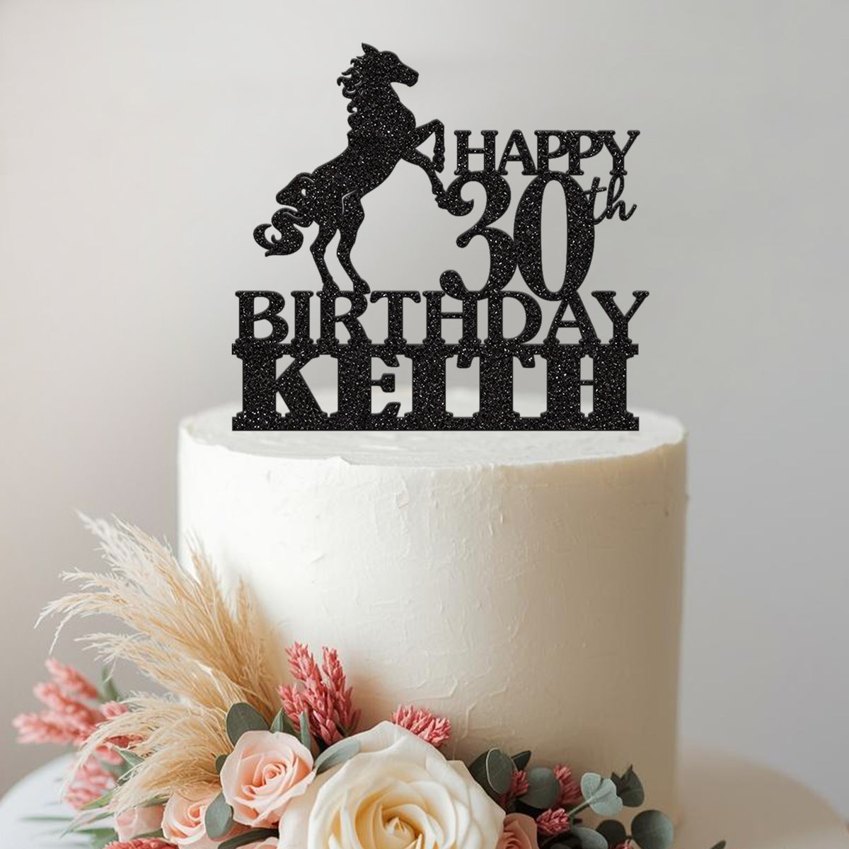 Personalised Rearing Horse & Birthday Lettering Cake Topper – Name & Age - view 2