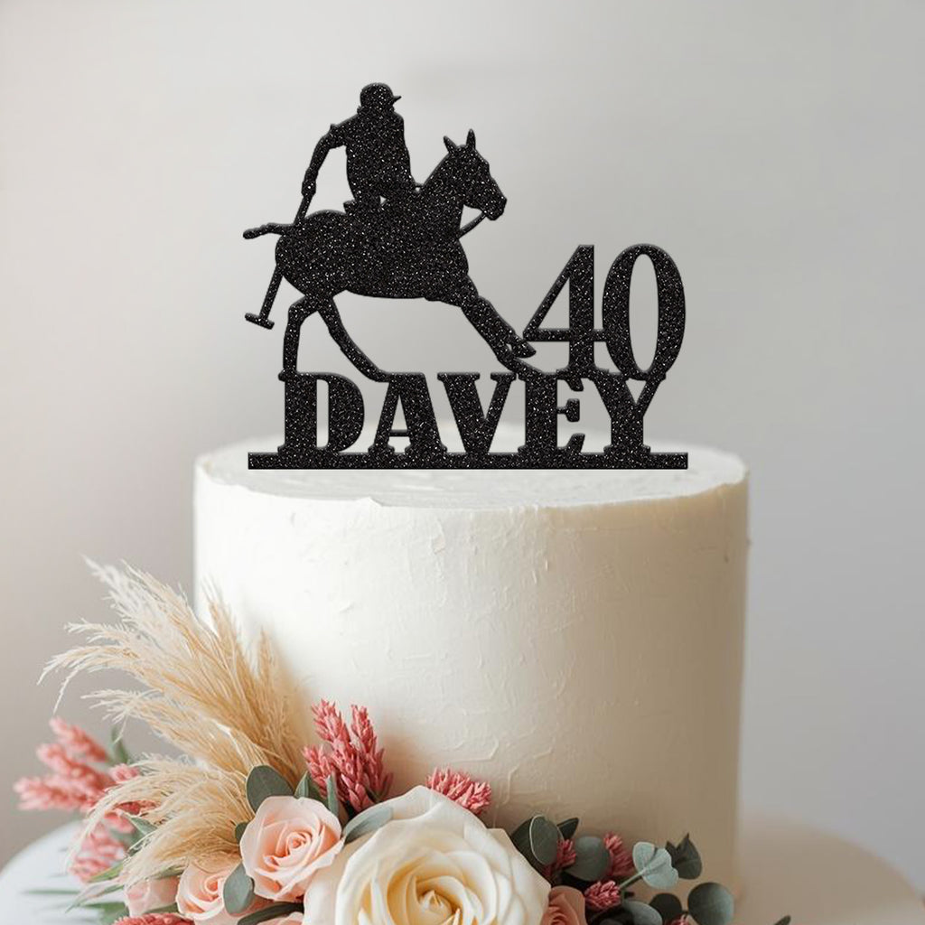 Personalised Polo Rider Birthday Cake Topper – Name & Age - view 2