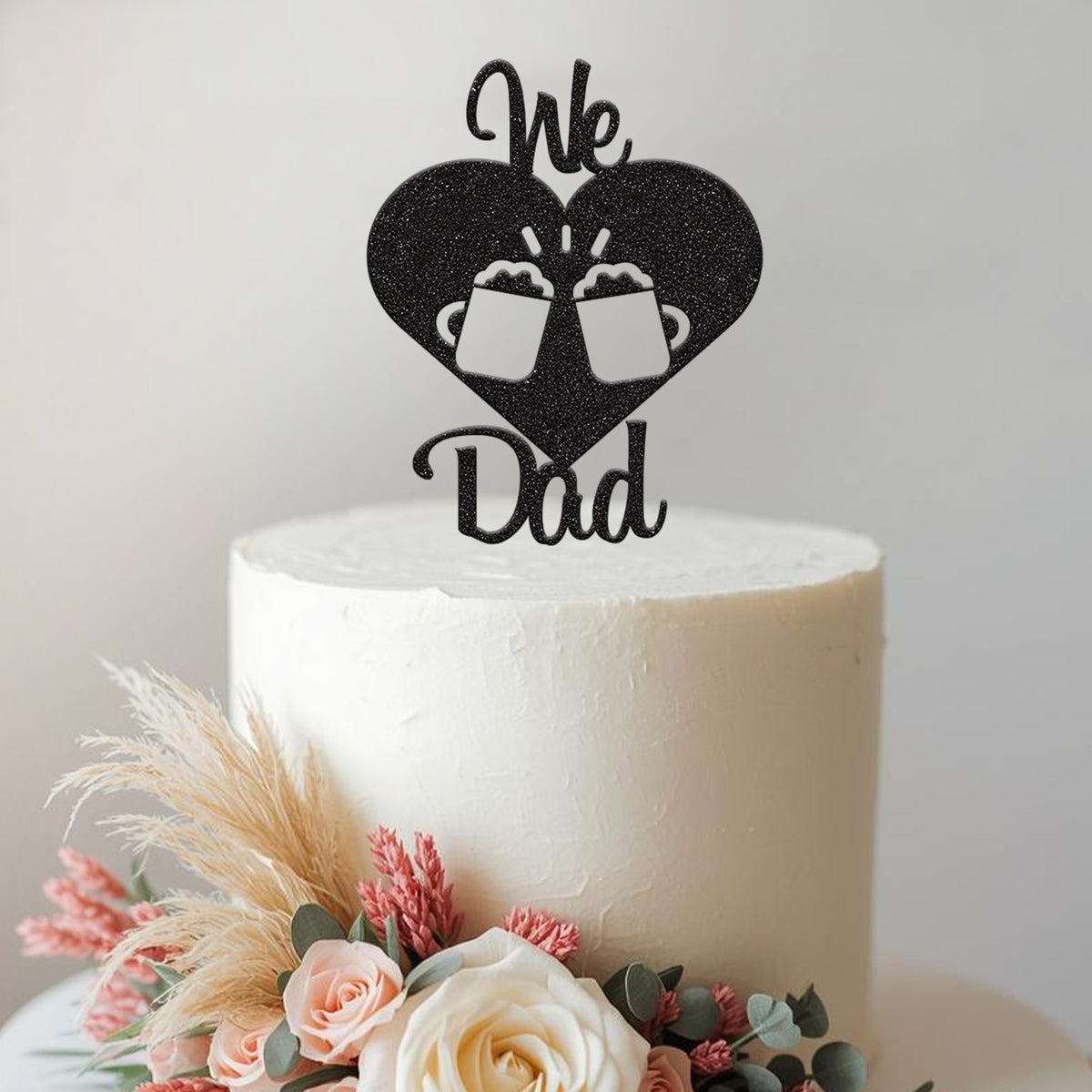 We Love Dad Beer Mugs Heart Cake Topper - view 2