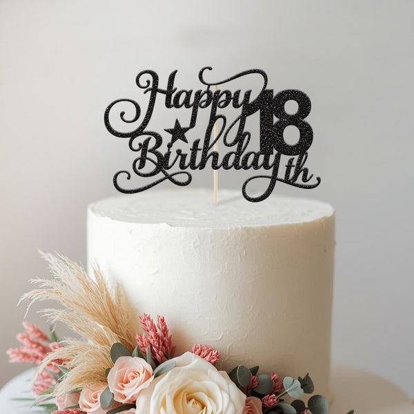 Personalised Script Star Happy Birthday Cake Topper – Age - view 2
