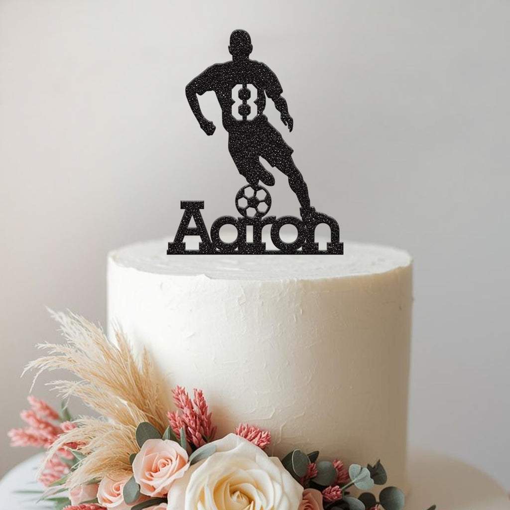 Personalised Footballer Shirt Number Cake Topper – Name & Age - view 2