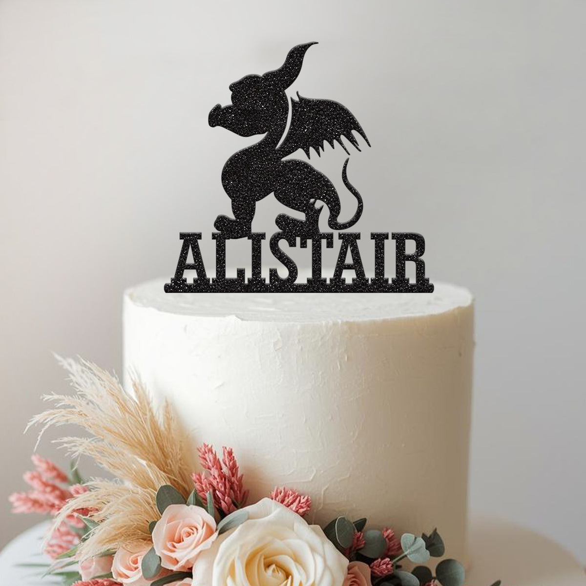Personalised Little Winged Dragon Cake Topper – Name - view 2