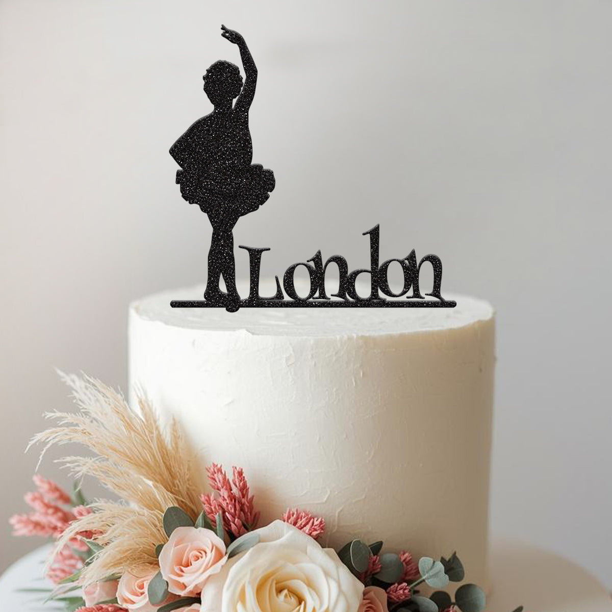 Personalised Raised-Arm Ballerina Cake Topper – Name - view 2
