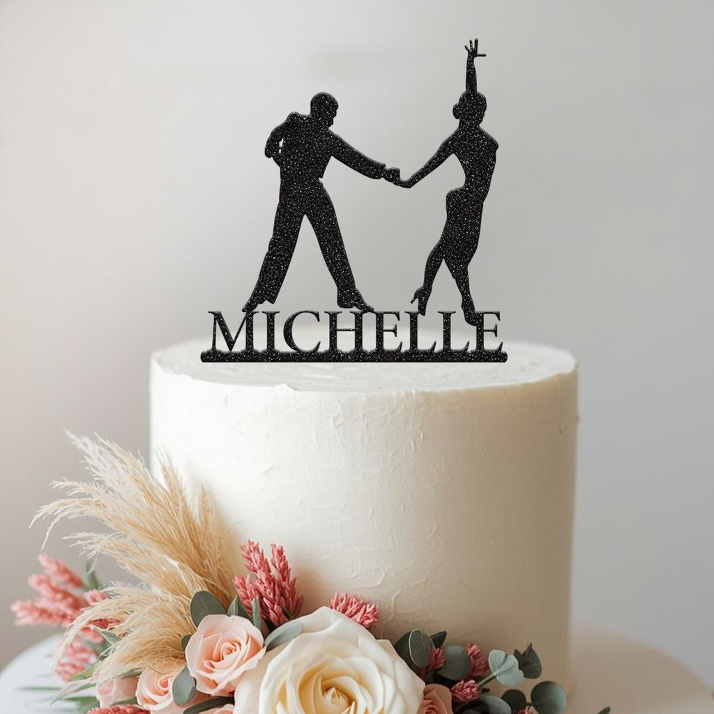 Personalised Latin Dance Couple Cake Topper – Name - view 2