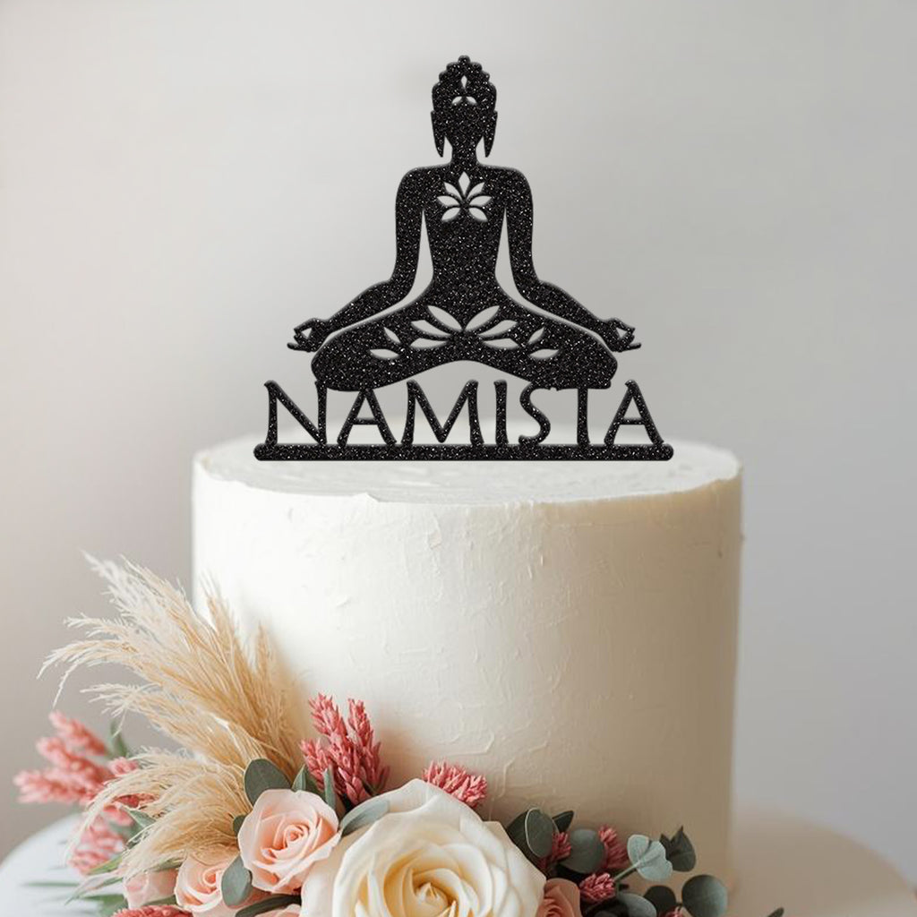 Personalised Meditation Buddha Cake Topper – Name - view 2