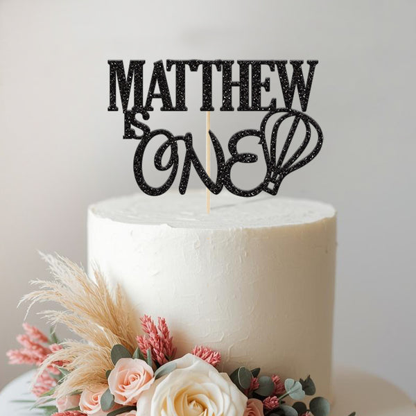 Personalised Hot Air Balloon Birthday Cake Topper – Name & Age - view 2