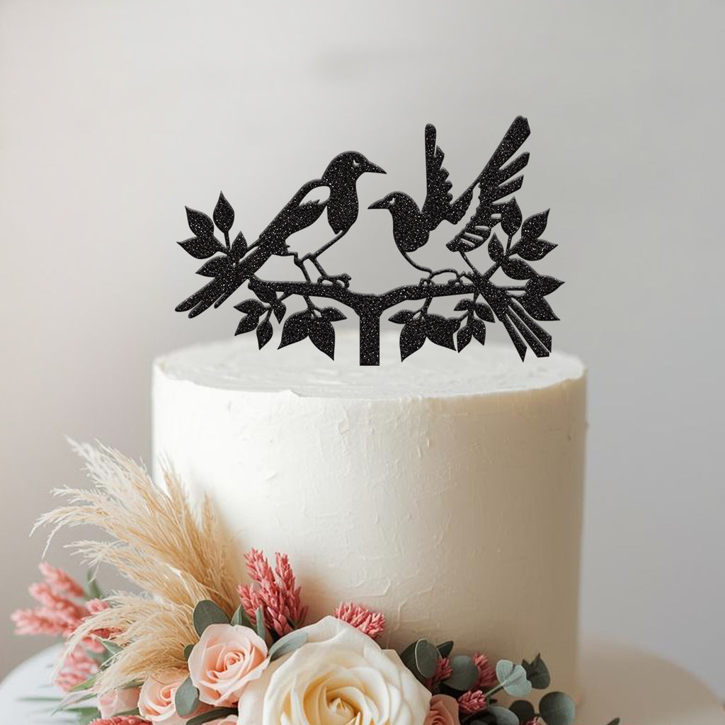 Magpie Pair on Branch Wedding Cake Topper - view 2