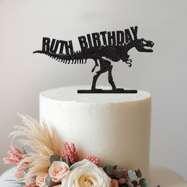 Personalised Dinosaur Skeleton Cake Topper – Name - view 2