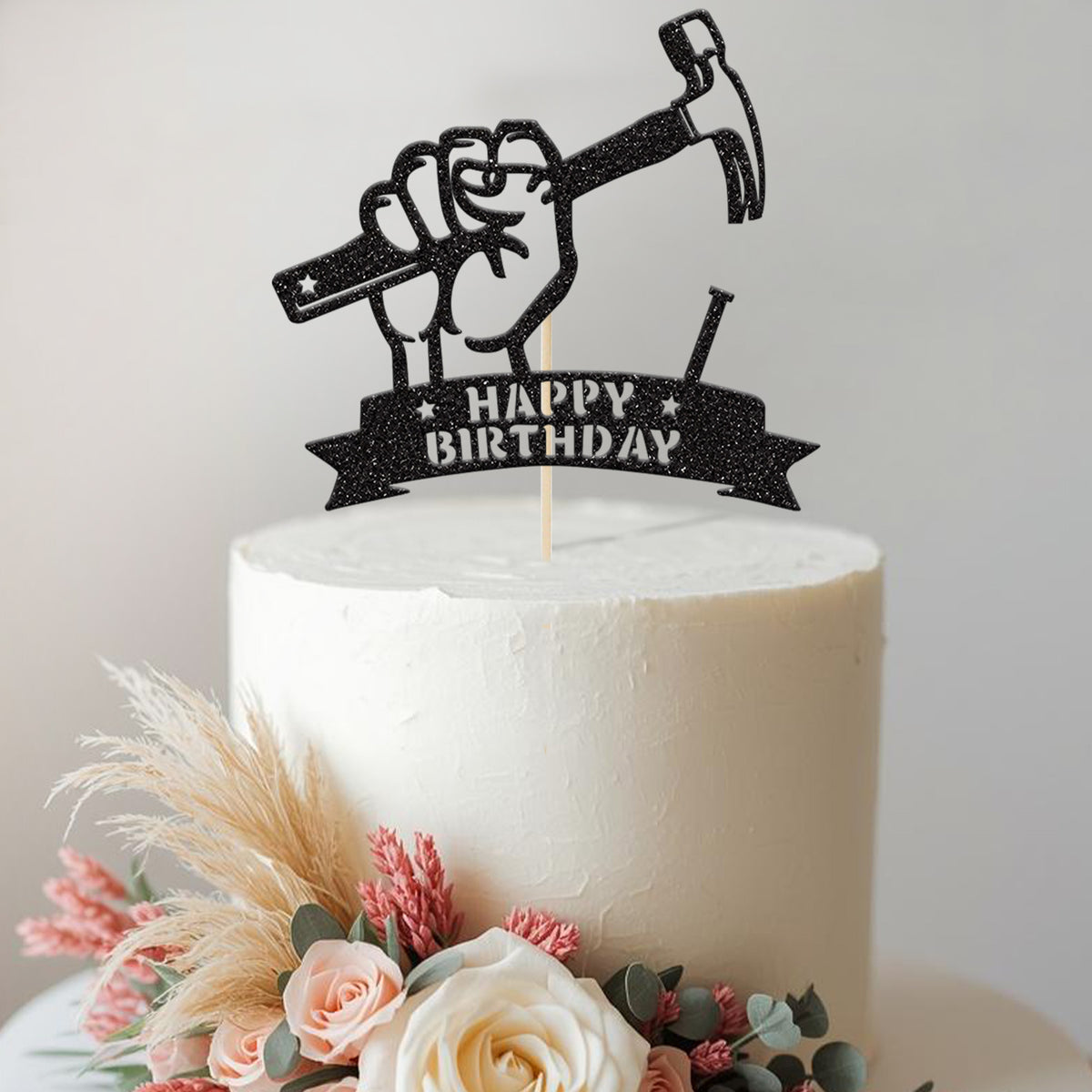 Happy Birthday Hammer and Nail Cake Topper - view 2