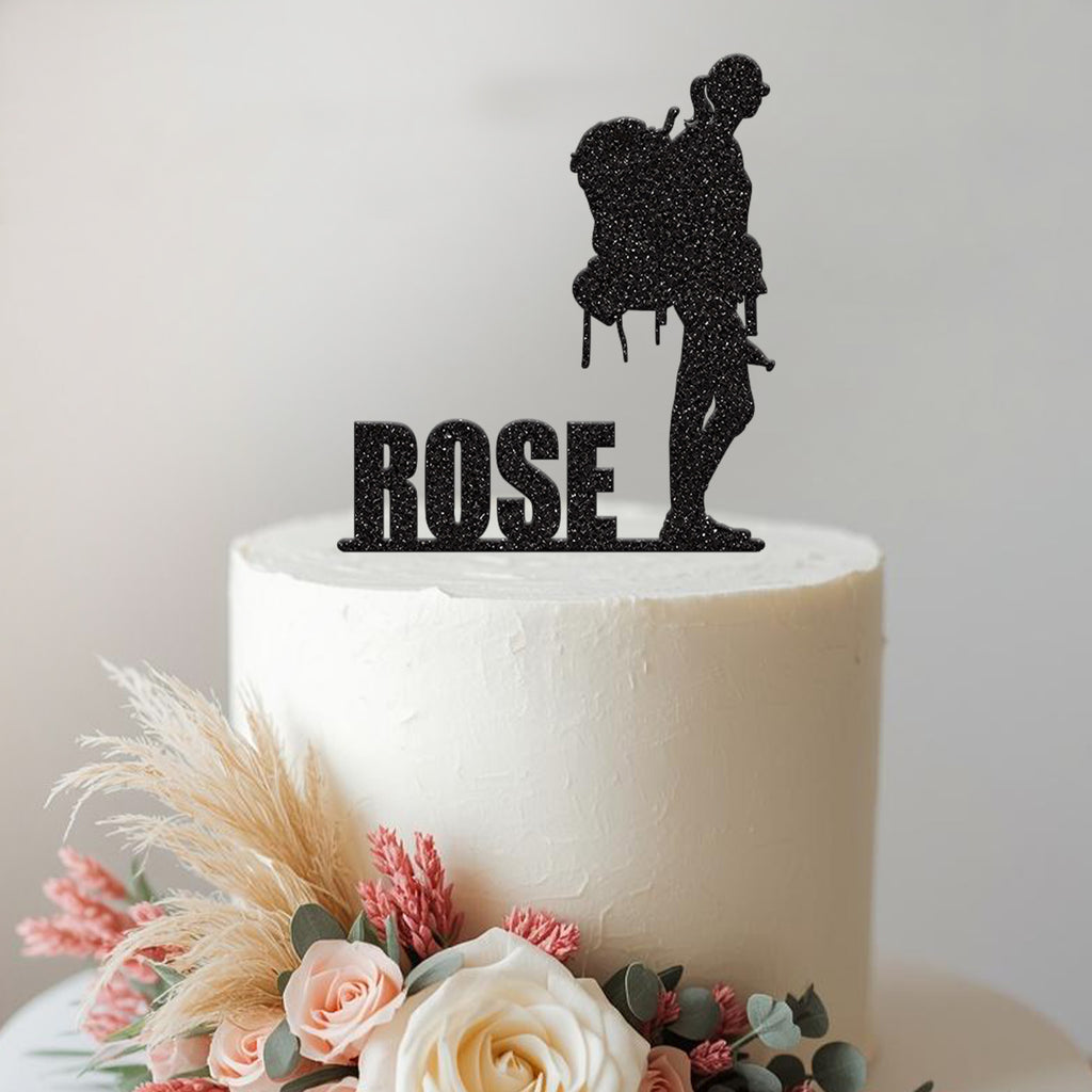 Personalised Female Backpacker Cake Topper – Name - view 2