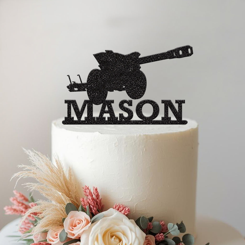 Personalised Military Field Gun Cake Topper – Name - view 2