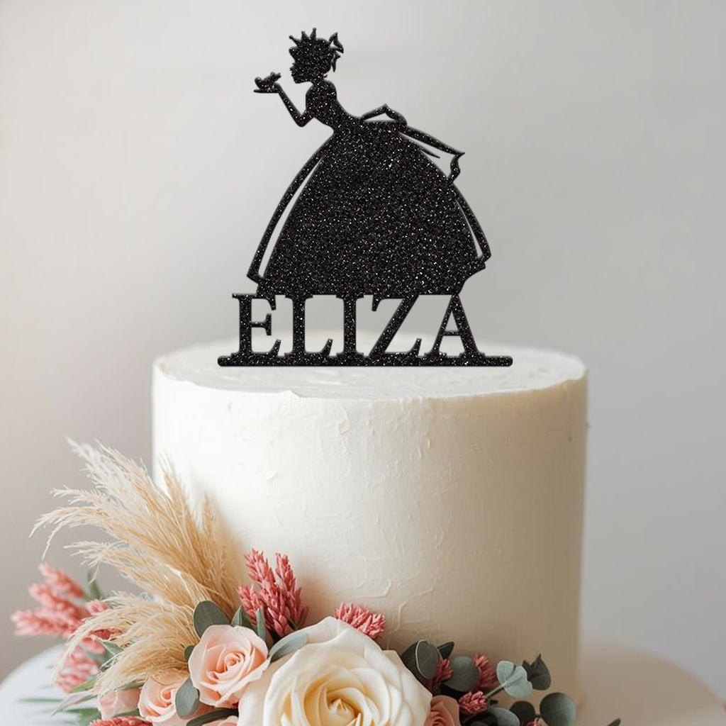Personalised Crowned Princess Cake Topper – Name - view 2