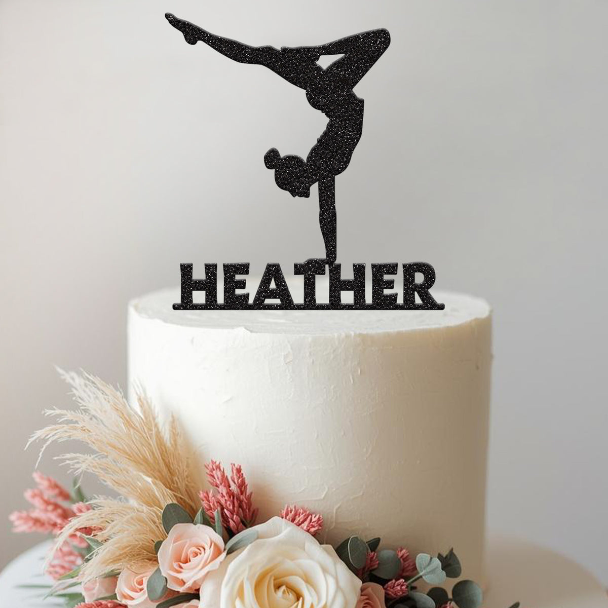 Personalised One-Handed Gymnast Cake Topper – Name - view 2