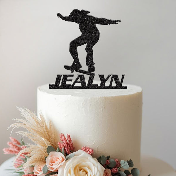 Personalised Skateboard Trick Cake Topper – Name - view 2