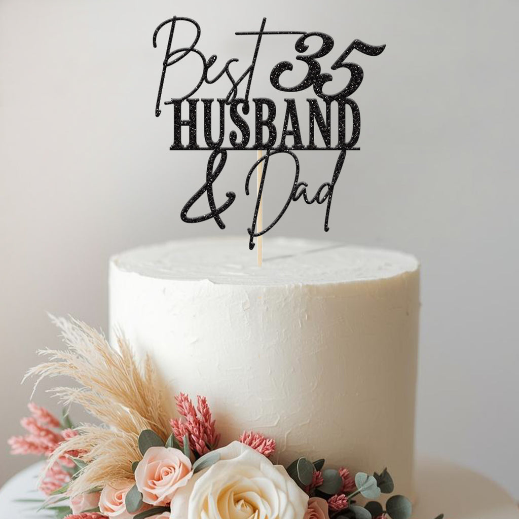 Personalised Best Husband & Dad Cake Topper – Age - view 2