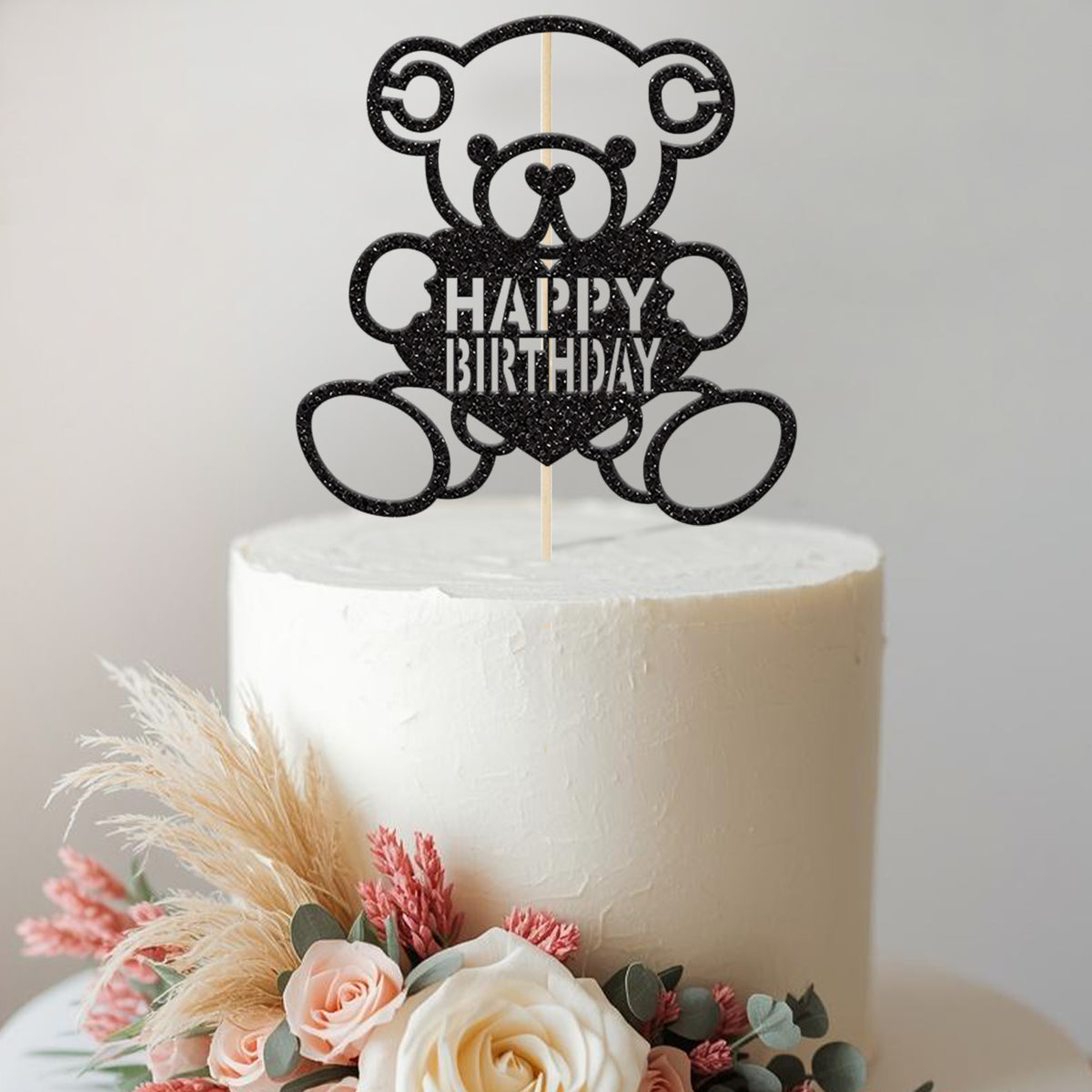 Happy Birthday Teddy Bear Heart Cake Topper - view 2