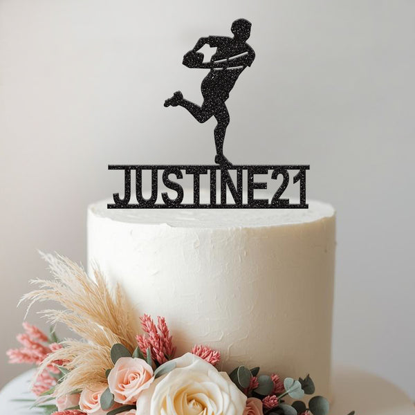 Personalised Rugby Runner Cake Topper – Name & Age - view 2
