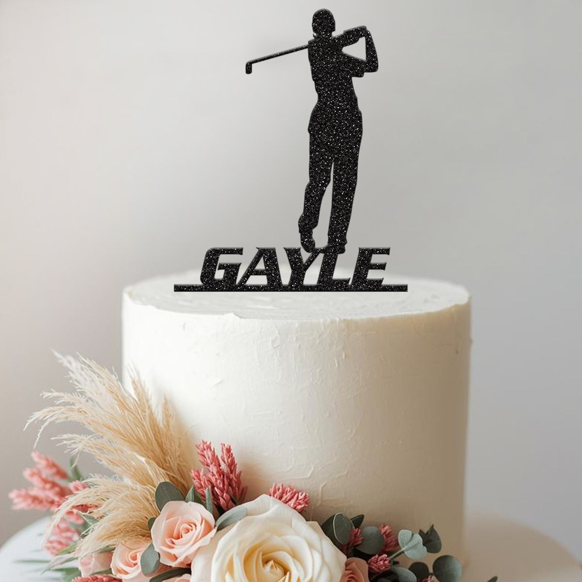 Personalised Golf Follow-Through Cake Topper – Name - view 2