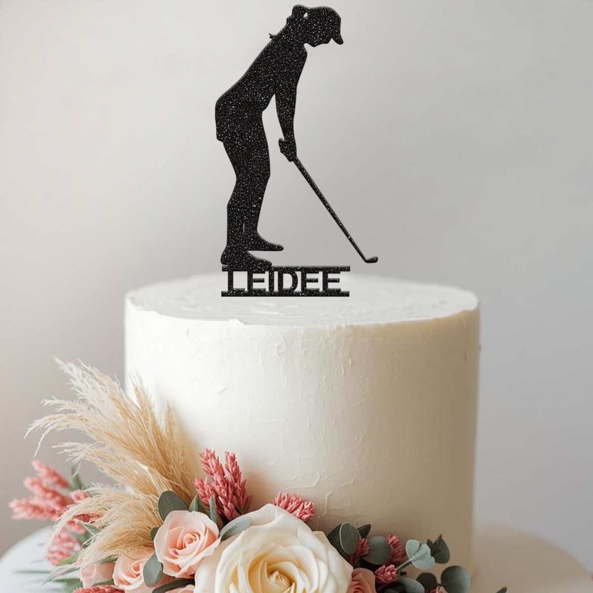 Personalised Female Golfer with Club Cake Topper – Name - view 2 Main image