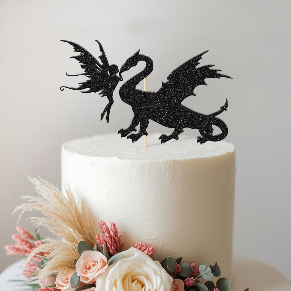 Dragon and Fairy Silhouette Cake Topper - view 2