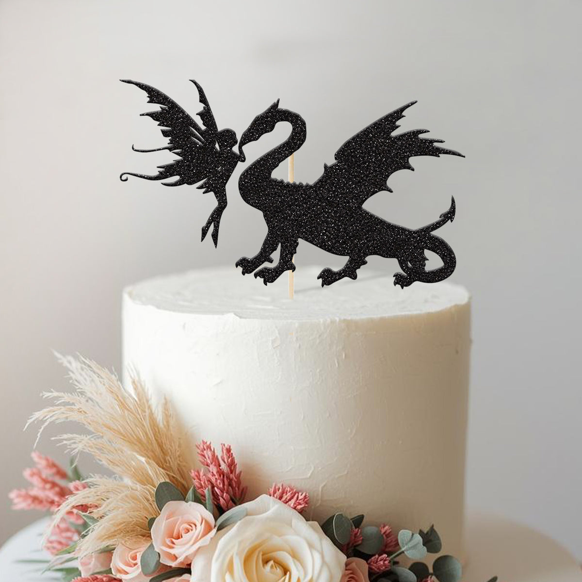 Dragon and Fairy Silhouette Cake Topper - view 2